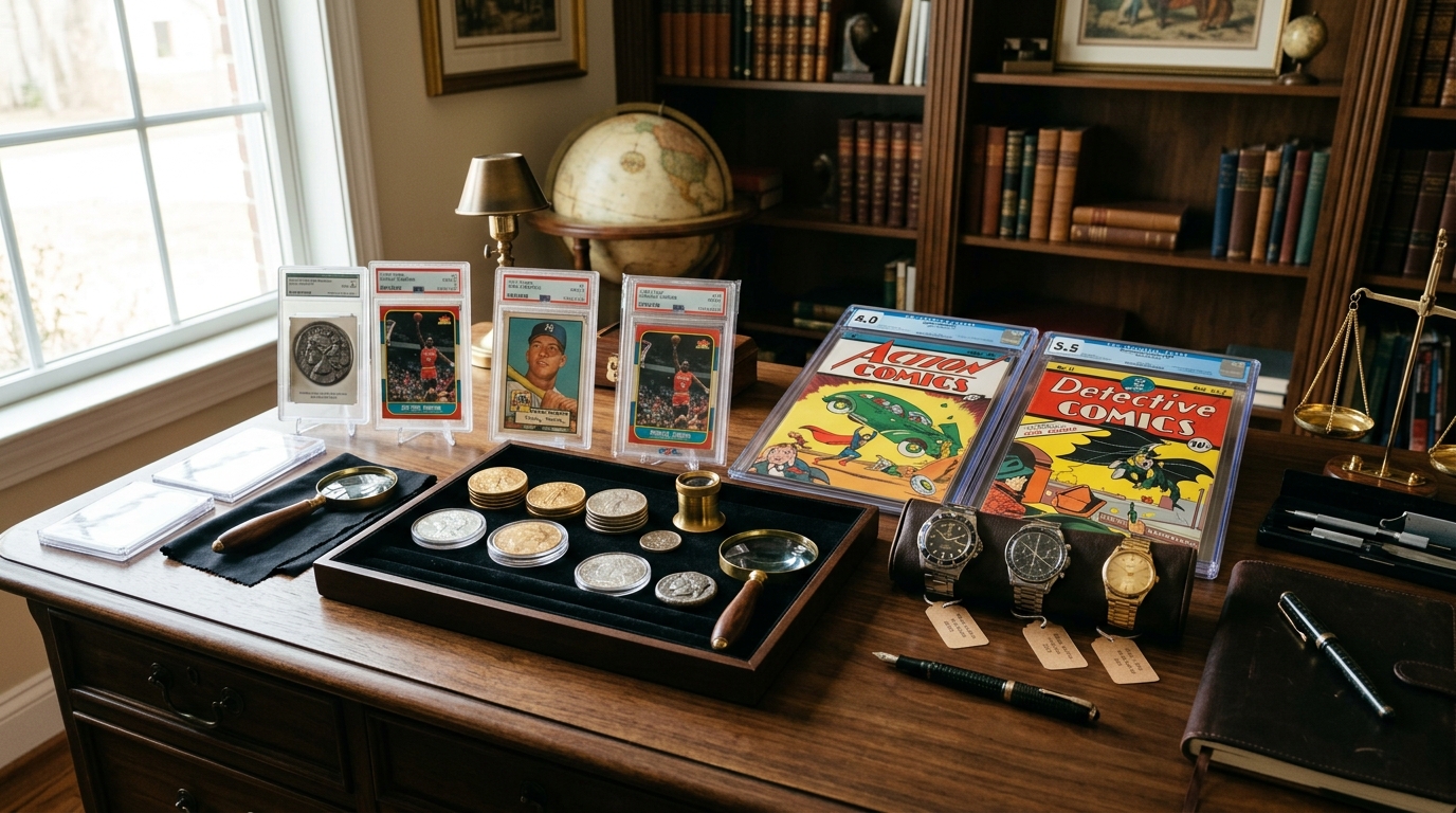 Sanderling Sell My Collection rare coins, sports cards, and vintage appraisal table